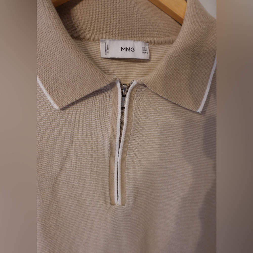 Mango Light Tan Polo Shirt View 3